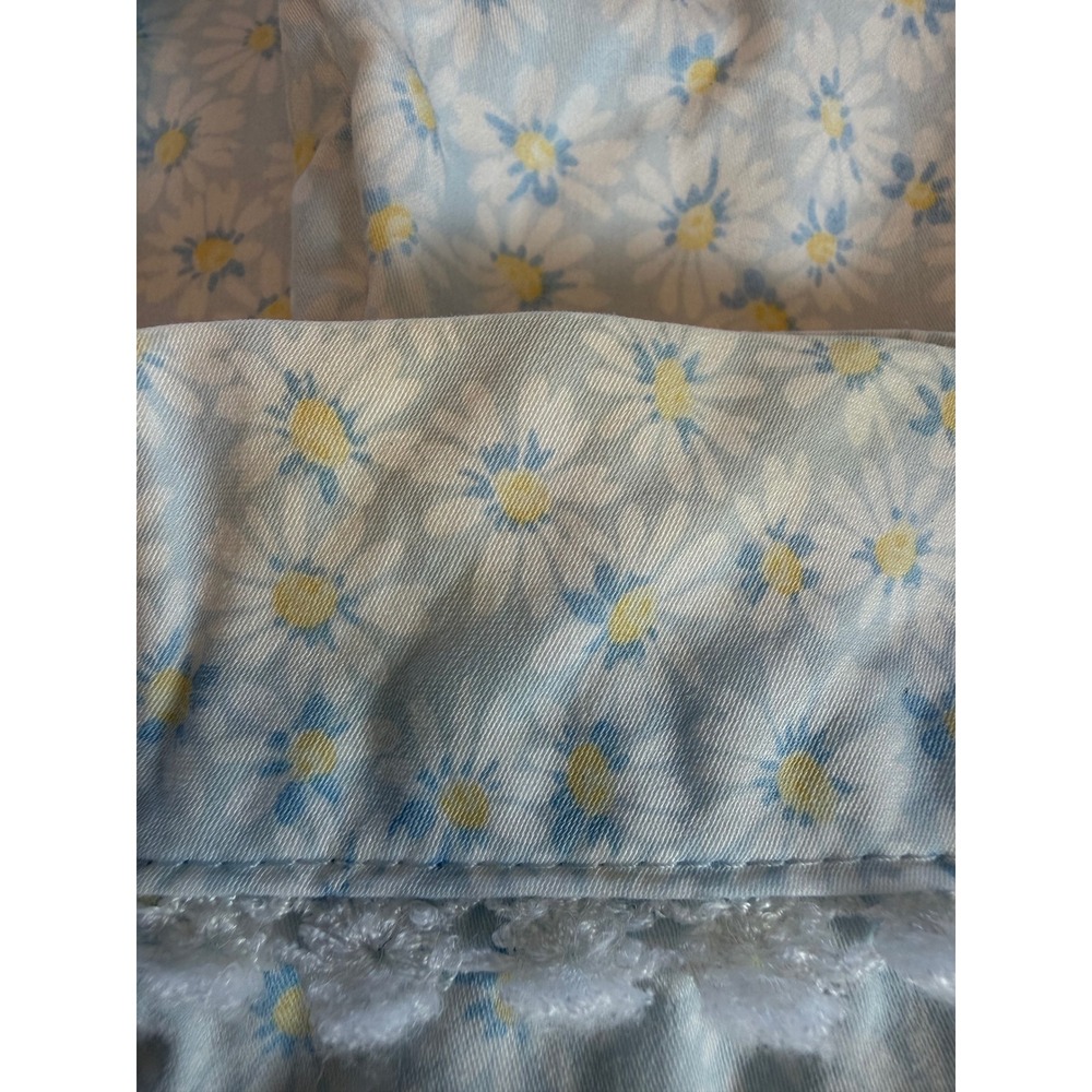Eileen West Blue Floral Cotton Robe Medium Daisy Print Lace Trim Pockets Wrap - Picture 13 of 13